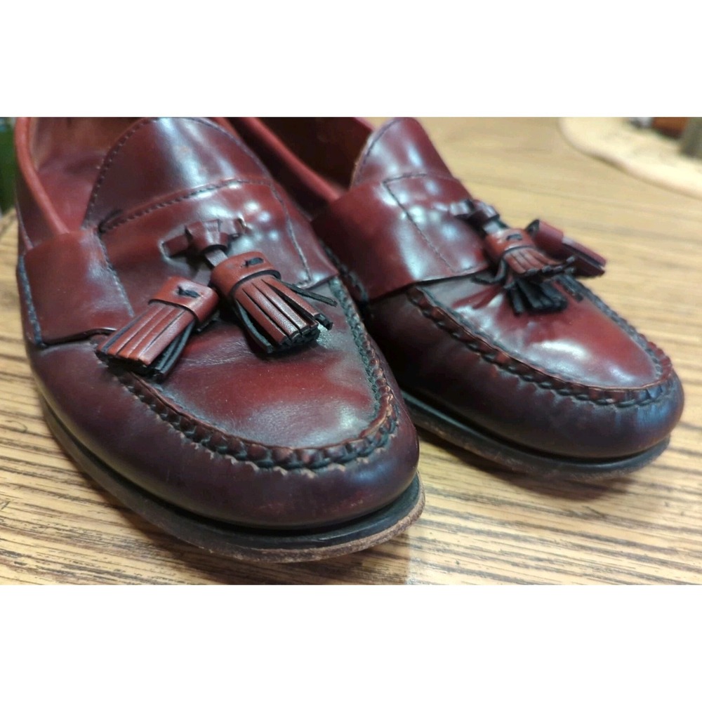 Men's Land's End Burgundy/Brown Leather Lined Tassel Loafers Size 9.5 M - Picture 9 of 10